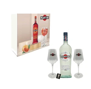 Martini Bianco Geschenkset - Martini Bianco 0,75L 14,4% Alk. + 2 x Martini Gläs - Bild 1 von 1