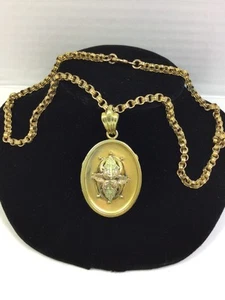 EXQUISIT.   VIKTORIANISCHES MEDAILLON & KETTE GOLD GEFÜLLT (V286B) - Bild 1 von 7