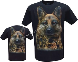 Nueva Camiseta Pastor Alemán Perro 100% Algodón Estampado Frontal y Trasera M -4XL - Imagen 1 de 4