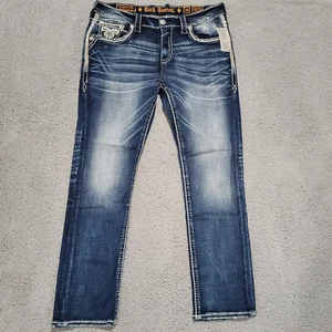 Jeans Uomo Rock Revival "Amoux" Dritto 36 X 30,5 NUOVO - Foto 1 di 5