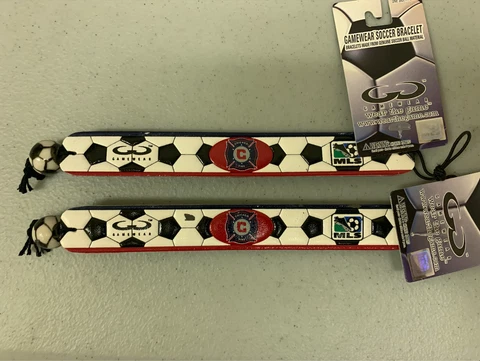 (2x) Chicago Fire MLS Soccer Ball Material Gamewear Vibrant Decorative Bracelet Cover