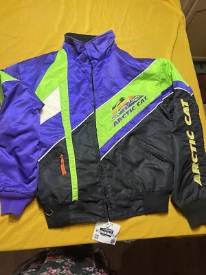 Vintage Arctic Cat Jacket Mens Medium Purple Snowmobile Racing Coat Puffer Warm - Image 1 of 4
