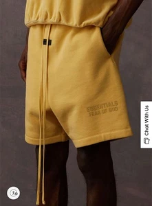 Essentials Fear of Gods "FOG" pantaloncino uomo leggero toscano con coulisse taglia L nuovo con etichetta - Foto 1 di 9