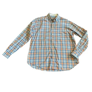 J. McLaughlin Blue White Plaid Check Button-Down Shirt Long Sleeve Cotton Medium - Picture 1 of 11