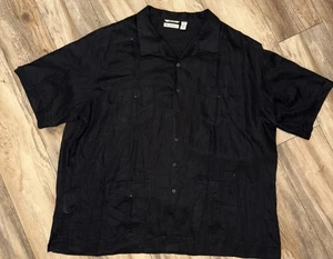 Cubavera Shirt Mens 3XLT Black Geometric Stripe Short Sleeve Camp Button Up - Picture 1 of 18