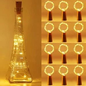 (12 Pezzi) Luci per Bottiglia,Mini Luci Led a Batteria,Bianco Caldo,2M 20 Leds F - Foto 1 di 12