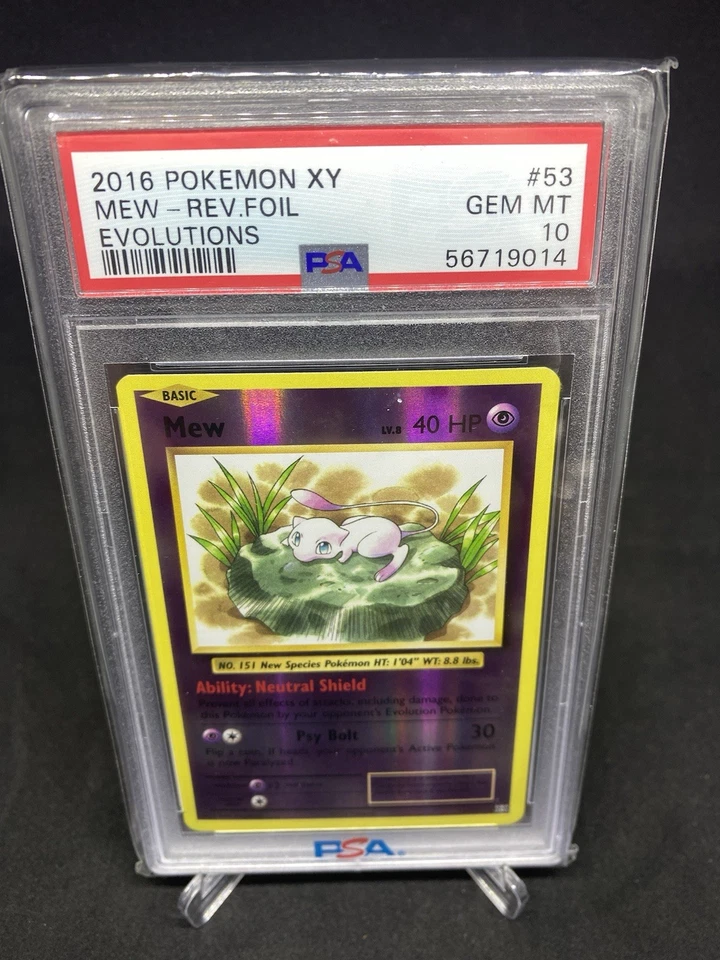 2016 POKEMON XY MEW-REV-FOIL EVOLUTIONS #53 PSA 10 GEM MINT - Image 1 of 4
