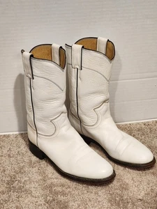 Justin Damen Cowboystiefel Größe 6,5 B Stil L3086 Weiß Leder - Bild 1 von 10