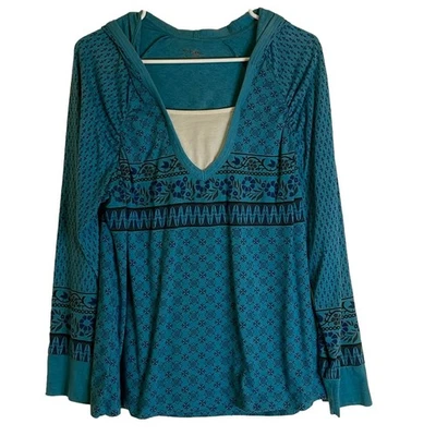 Top verde azulado con capucha en capas STYLE & CO, XL, azul verdoso para mujer Foto 1 de 4
