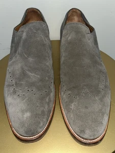 Allen Edmonds "LUCCA" Men's Italian Loafers Suede Shoes Gray Size 10.5 D - Picture 1 of 10