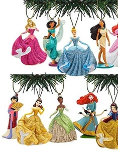 DISNEY PRINCESS GLITTER SET ORNAMENTS SET 10 NEW READY TO HANG cant find OUT - Picture 1 of 5