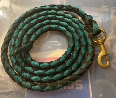 Cuerda de nailon 3/4 de plomo de caballo verde/negro 9 pies con cierre de latón Foto 1 de 4