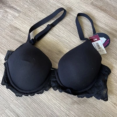 Sujetador camiseta negro con aros No Boundaries para mujer, talla 34B Foto 1 de 4