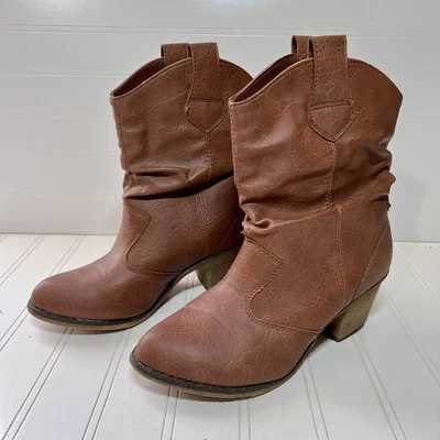Western Slouchy Cowboy Boots Faux Leather Women’s Sz 6 Brown Charles Albert - Image 1 of 4