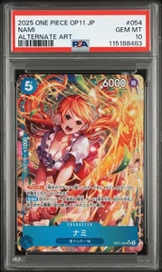 2025 ONE PIECE JAPANESE OP11-A FIST OF DIVINE SPEED 054 NAMI ALT ART PSA 10 - Picture 1 of 2