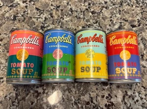 CAMPBELL'S ANDY WARHOL POP ART 50TH ANNIVERSARY TOMATO SOUP CAN SET of Four - Picture 1 of 10