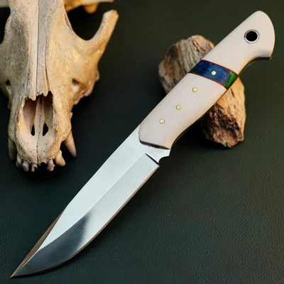 Cuchillo Damasco/Acero 9" Listo para Regalo Full Tang Hunt it Hunt + Funda de Cuero Foto 1 de 4