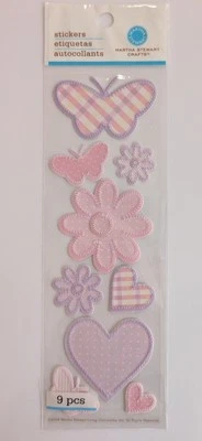 Martha Stewart Pastel Fabric Butterfly & Flowers Scrapbooking Stickers - Image 1 of 3
