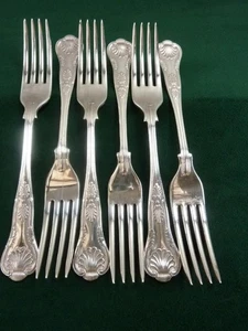 6 Vintage Pinder Brothers Dinner Table Forks kings pattern silver plated - Picture 1 of 1
