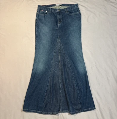Maxi Falda Tommy Hilfiger De Colección Denim Talla 10, 5 Bolsillos Ajuste Acampanado Y2K Años 90 Modesto Foto 1 de 4