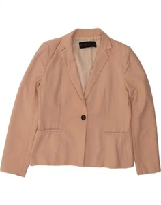 ZARA Womens 1 Button Blazer Jacket UK 18 XL Pink Cotton AM12 - Picture 1 of 3