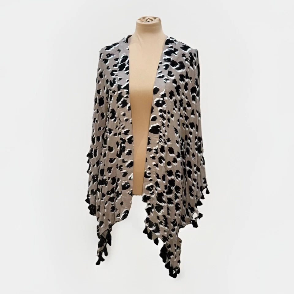 Kimono fluido boho estilo playa lujoso estampado leopardo Trina Turk talla única Foto 1 de 4