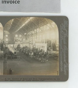 Exhibit Guns & Mule Transportation St Louis World Fair 1904 Ingersoll Stereoview - Picture 1 of 2
