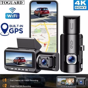 TOGUARD 4K Dual Dash Cam Front and Inside Car DVR Camera W/WiFi GPS Night Vision - Picture 1 of 10