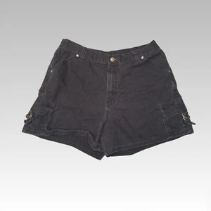 Vintage Lee Riveted Cargo Shorts Womens Size 16 90s Gothic Buckle Black Mom Jean - Picture 1 of 6