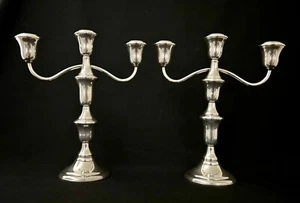 Pair of Vintage Sterling Silver Weighted Candelabra/Candlesticks Spaudling Co. - Picture 1 of 10