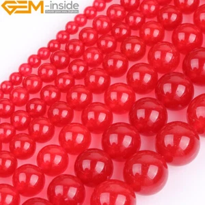4mm 6mm 8mm 10mm 12mm Red Jade Gemstone Round Beads For Jewelry Making 15" - Picture 1 of 40