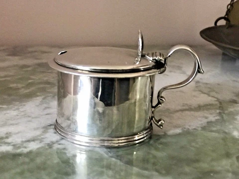 Antique Early Victorian 1840 Silver Mustard Pot By Charles Fox London Hallmarked Cover