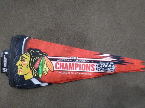 2013 CHICAGO BLACKHAWKS WESTERN CONFERENCE CHAMPS STANLEY CUP ROLL & GO PENNANT Cover