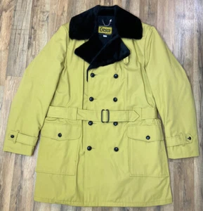 Vintage Craftsmen Cresco Coat Mustard Yellow Black Faux Fur Lining Men’s 42 Long - Picture 1 of 11