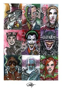 ORIGINAL ART PRINT BATMAN'S BODACIOUSLY BIZARRE BADDIES by SMITTY (SHIPS FREE)* - Picture 1 of 1
