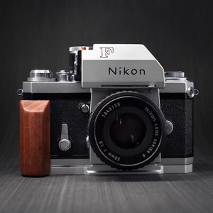 Wood L Hand Grip For Nikon F Camera Aluminum Alloy Baseplate New - Picture 1 of 25