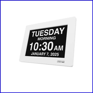 Contemporary 8-Inch Dementia Clock with Custom Alarms and Auto-Dimming Feature - Picture 1 of 9