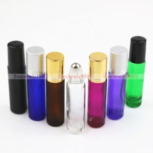 10ml Solid color Glass Roll on Bottles Metal Roller Ball Essential Oils Perfume - Picture 1 of 27