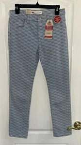 NWT Levis 512 Slim Taper Stretch Jeans Logo All Over Print Size 16 Reg 28 X 28 - Picture 1 of 8