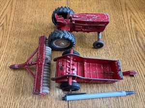 LOT OF 3 VINTAGE FARM TRACTOR IMPLEMENTS METAL ERTL HUBLEY - Picture 1 of 10