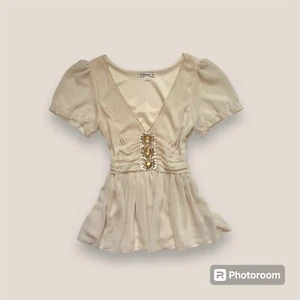 ๐ง๐ป๐ก NWT Mid 2000s Forever 21 sheer embellished babydoll top Size Small - Picture 1 of 9