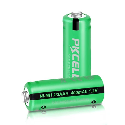 2X Ni-MH 1.2V 2/3AAA Tamaño Batería Recargable 400mAh Botón Superior para Luz Solar Foto 1 de 4