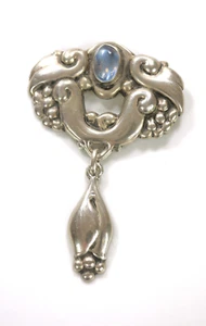 Beautiful Art Nouveau Brooch - Denmark - with Moonstone - 830s Silver - Picture 1 of 7