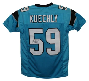 Luke Kuechly Autographed/Signed Pro Style Blue Jersey Beckett 20510 - Picture 1 of 3