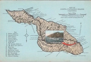 AK Kalifornien CA Santa Catalina Inselkarte & Einsatz unbenutzt - Bild 1 von 2