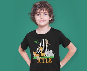 Safari Birthday Shirt - Personalized Zoo kids Tee - Animals Tshirt girl boy - Picture 1 of 2