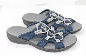 Lands End Women's Size 6 Navy Blue Slip on Flat Sandal Shoe Slides Sporty - Picture 1 of 5