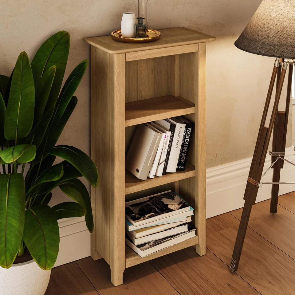 Assembled 3 Tier Bookcase Oak Veneer Storage Rack Display Unit - Image 1 of 1