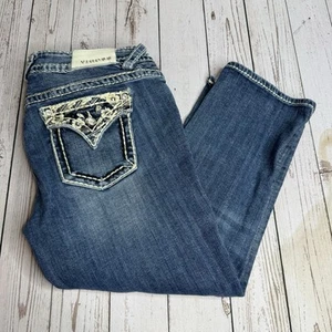 VIGOSS The New York Capri Denim Jeans Thick Stitch Embroidered Womens Size 9 - Picture 1 of 15