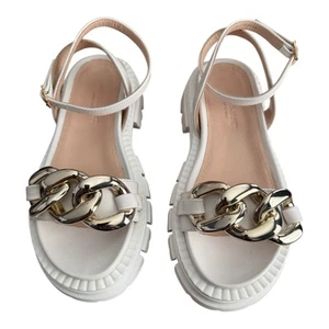 Janet & Janet Tatum Platform Sandals White Leather Women’s Size 36 / US 6 F101 - Picture 1 of 9